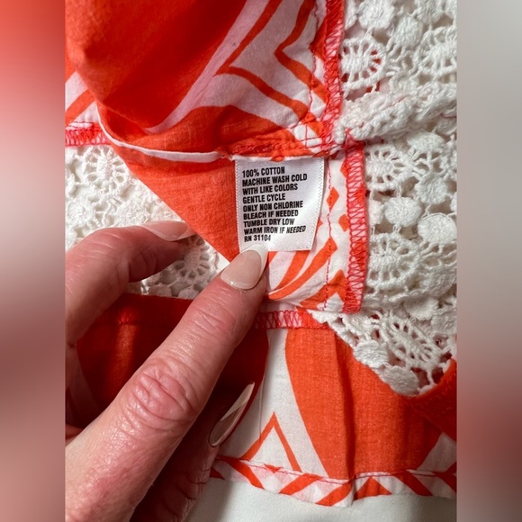 CROWN & IVY Orange‎ and white print tunic size L - Picture 11 of 13